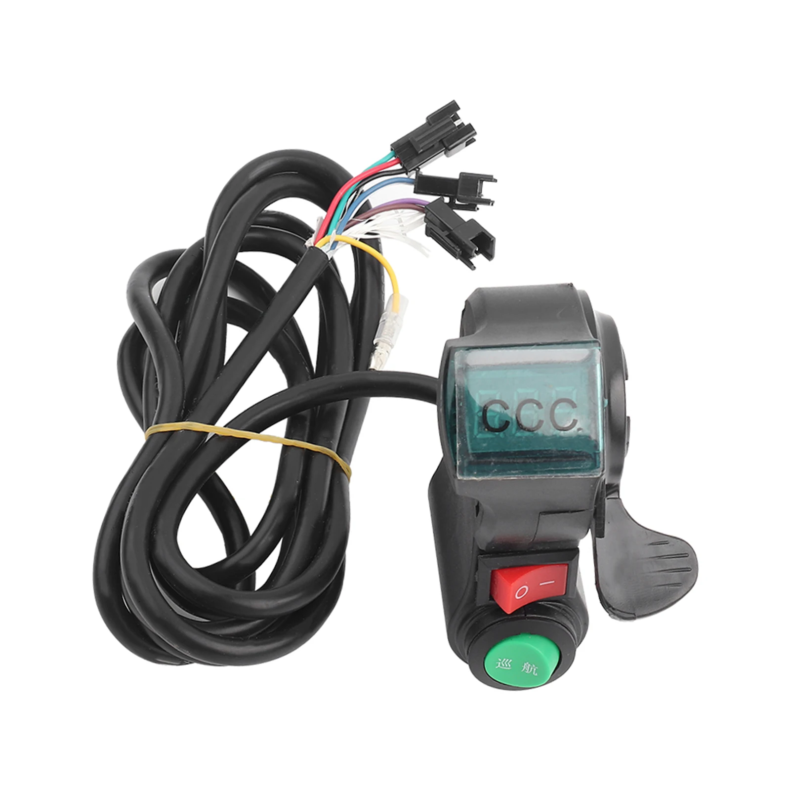 Electric Throttle Grip Red Screen Thumb Cruising and Switch Accessory for Electric Bike Black