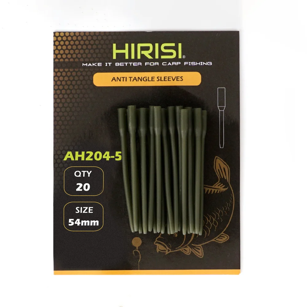 Hirisi AH204 20 Stück Karpfenangel-Anti-Tangle-Sleeves 54mm Grüne Gummi-Hakenleinen-Sleeves für Ronnie Rig Karpfen-Endausrüstung – Detail 10