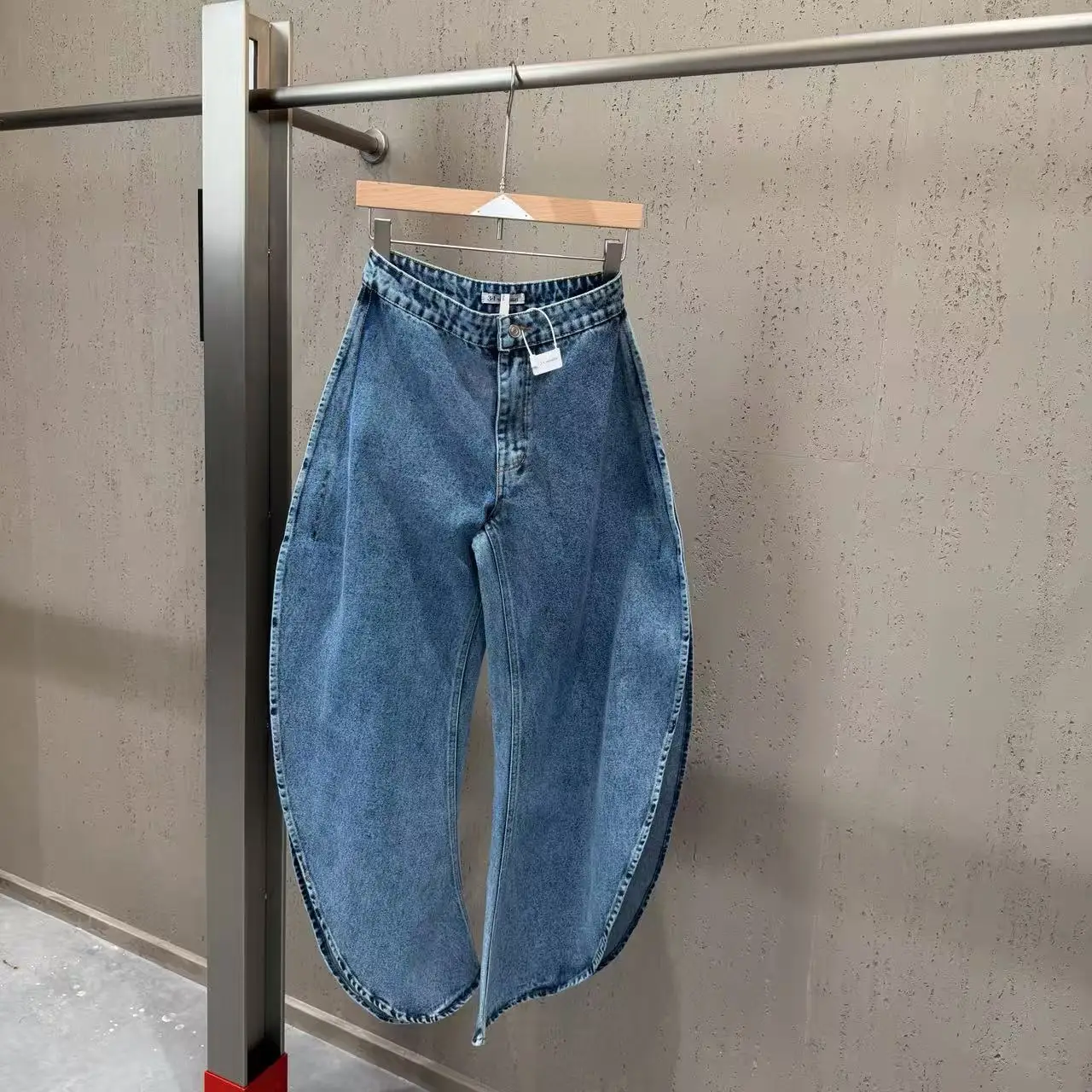 2026 New Model Round-neck Sleeveless Waist-cinching Puffy Top , Split Balloon Denim Pants,buy Separately 2