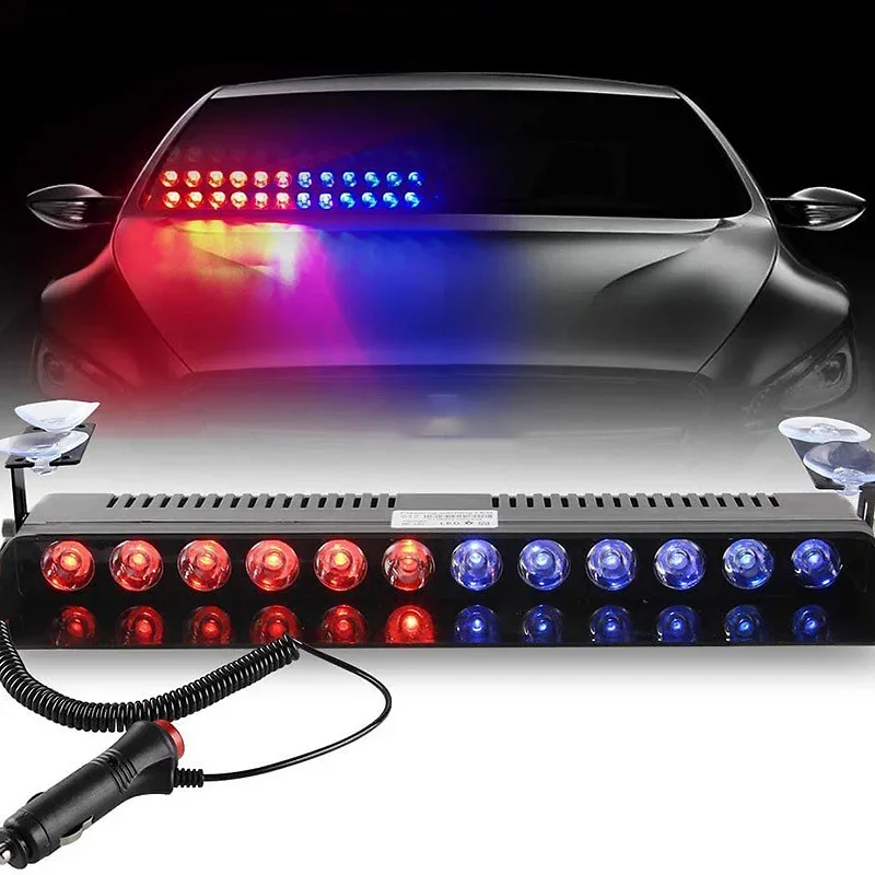 

Police Lights 12LED Car LED Strobe Lamp Red/Blue White Signal Lamps Flash Dash Emergency Flashing Windshield Warning Light 12V