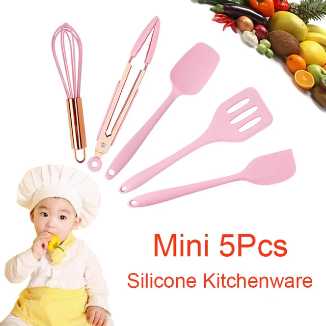 Kids Silicone Kitchenware Cooking Utensils Set Mini Kitchen Non