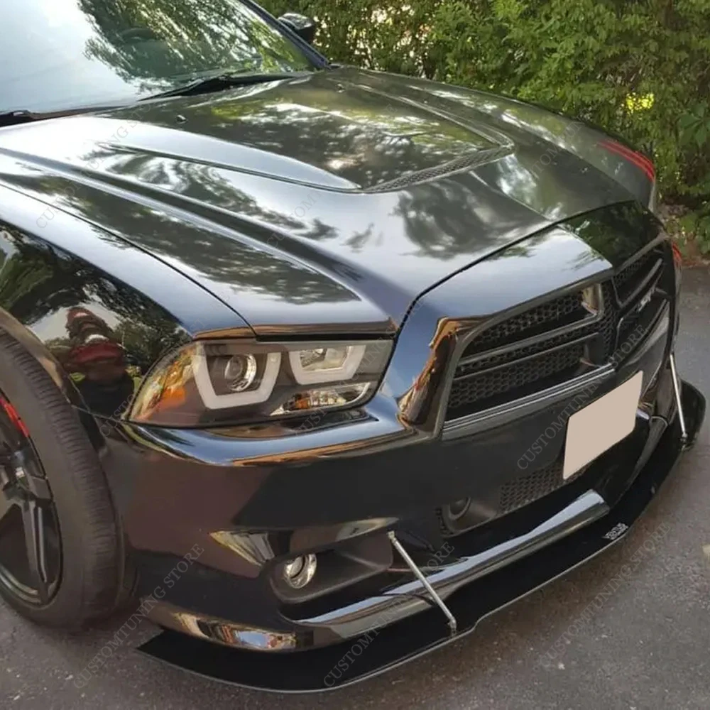 Per Dodge Charger 7Th Srt Srt8 Sxt Nero Lucido Paraurti Anteriore Lip Spoiler Splitter Diffusore 2011-2014 Pre-Lci Bodykit Tuning