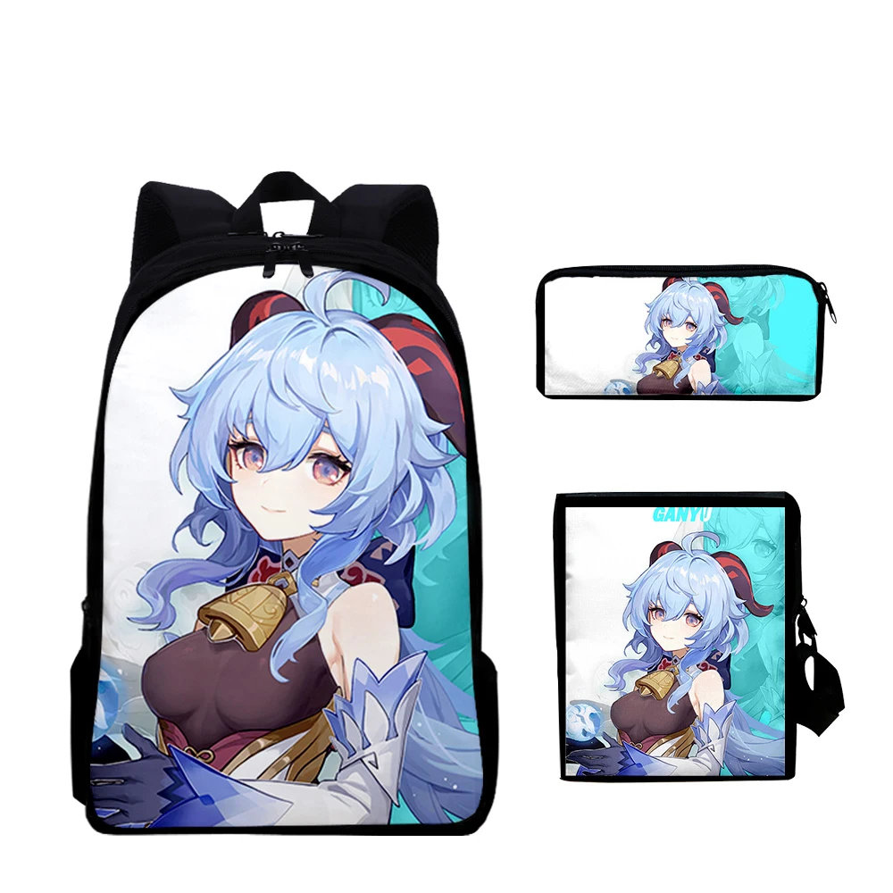 3D Comic Game Genshin Impact 3pcs/Set Backpack Bags Boys Girls Backpack Schoolbag Women Men Oxford Waterproof Bicycle Backpack