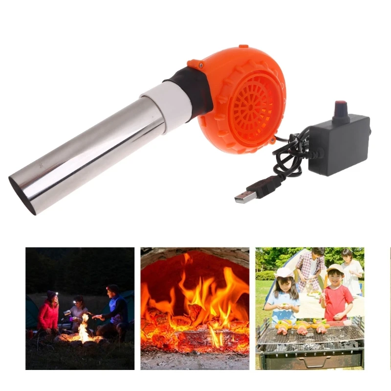 

Blower Fan Outdoor Cooking Air Blower Fast Fire Starter Wood Stove 108cm Cable Dropship