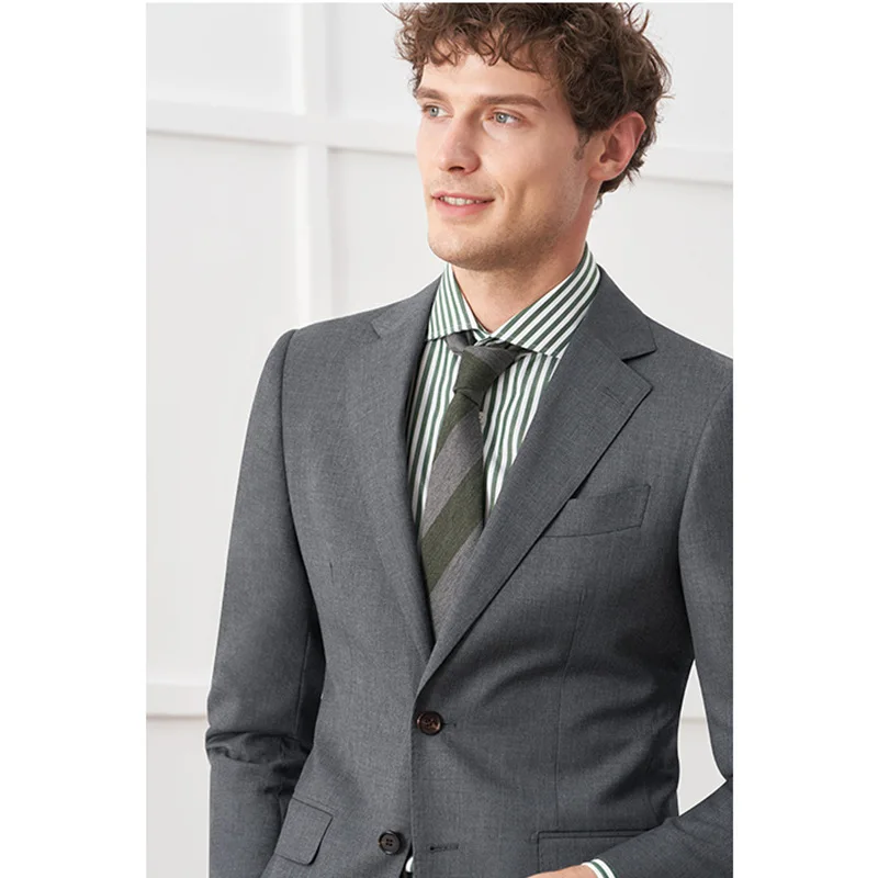 Men Suit 2 Pieces Classic Dark Grey Wedding Suit For Men Tuxedos Costume Mariage Homme