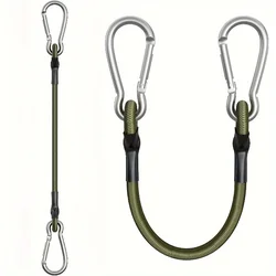 Heavy - Duty Elastic Rope with Carabiner Hooks - Flexible and Durable Lanyard for Baggage Cargo (Set of 2) (2pcs)