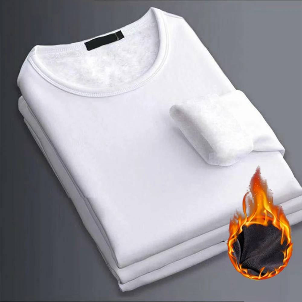 Herren T-Shirt lang ärmel ige Rundhals ausschnitt gepolsterte Bottom ing Shirt Herbst und Winter warme Kleidung verdickte innere schlanke Tops Unterwäsche