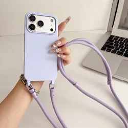 Silicone Crossbody Candy Color Phone Case with Soft TPU Back Cover - iPhone 13 Mini (Purple)