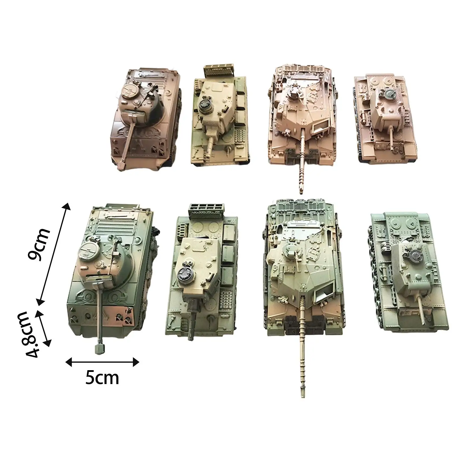 8x 1:72 Scale Tank Model Vehicle Tank Model Toy DIY Assemble Tank Toy 4D Tank Puzzle Toys 1/72 Tank Toy Model for Children Gifts