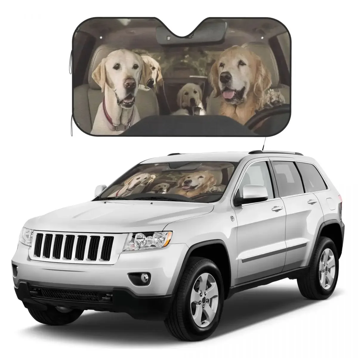 

Забавный семейный водитель золотистого ретривера, отражатель от солнца, защита от УФ излучения, автомобильный солнцезащитный козырек