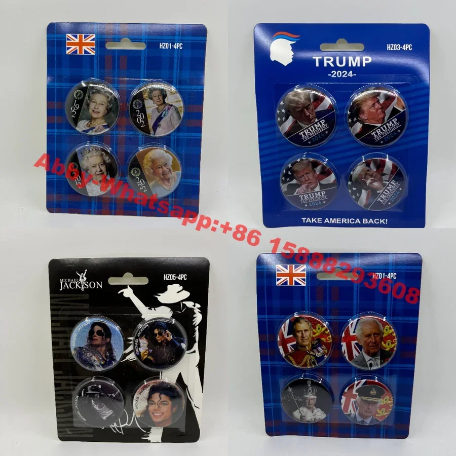 

Queen Elizabeth II Commemorative Medal buttons Charles Trump michael Brooches Collar Badge Pins buttons for backpack decoration