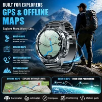 Nouvelle Montre Connectée Militaire 2026 avec GPS, Carte Hors Ligne, Étanchéité 10 ATM, 2 Go de RAM, Musique, Altimètre, Boussole, Appel Bluetooth, Fitness et Sports pour Hommes 2