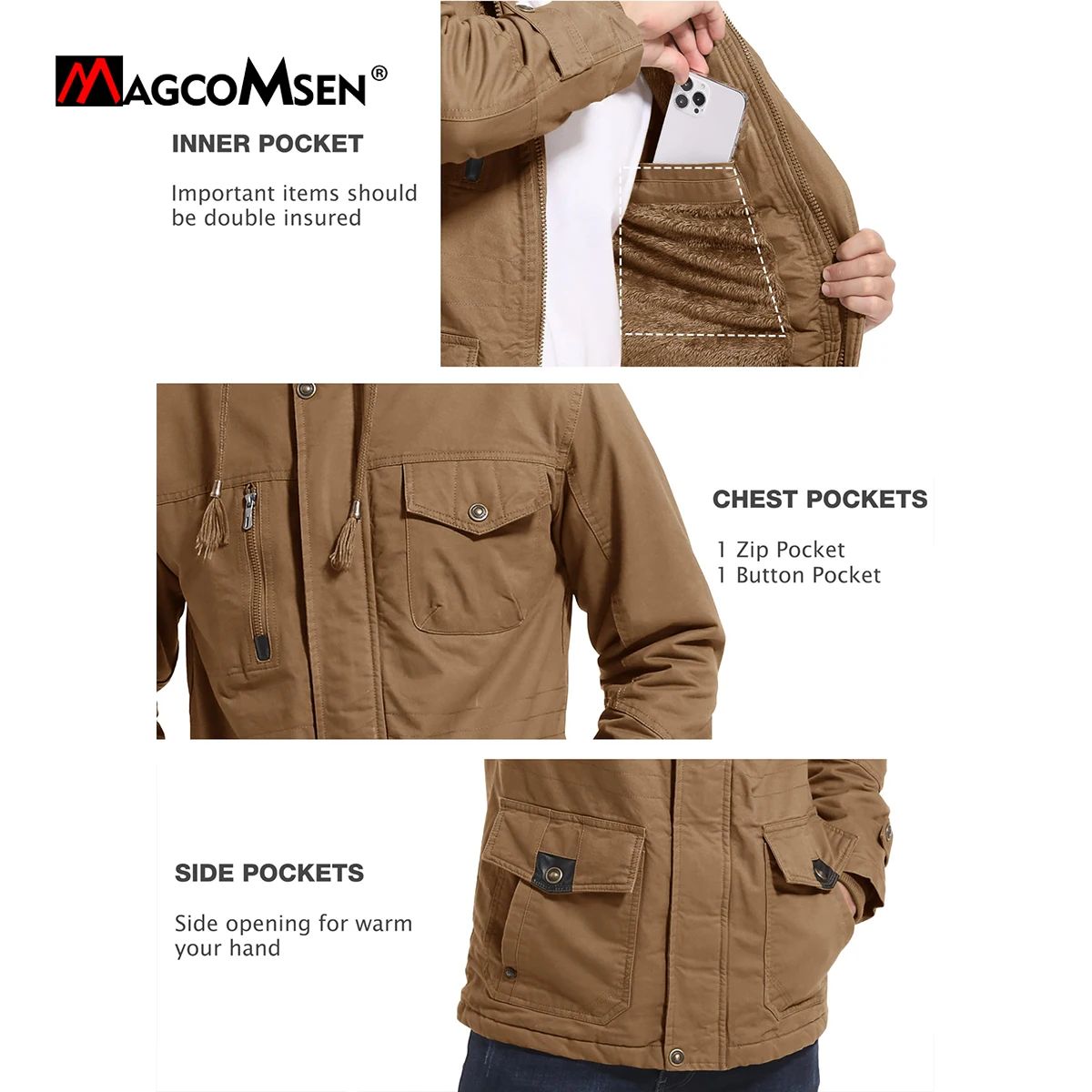 MAGCOMSEN Giacca Da Lavoro Termica A Maniche Lunghe Con Risvolto A Maniche Lunghe In Flanella Da Uomo Verde Xl 113415197