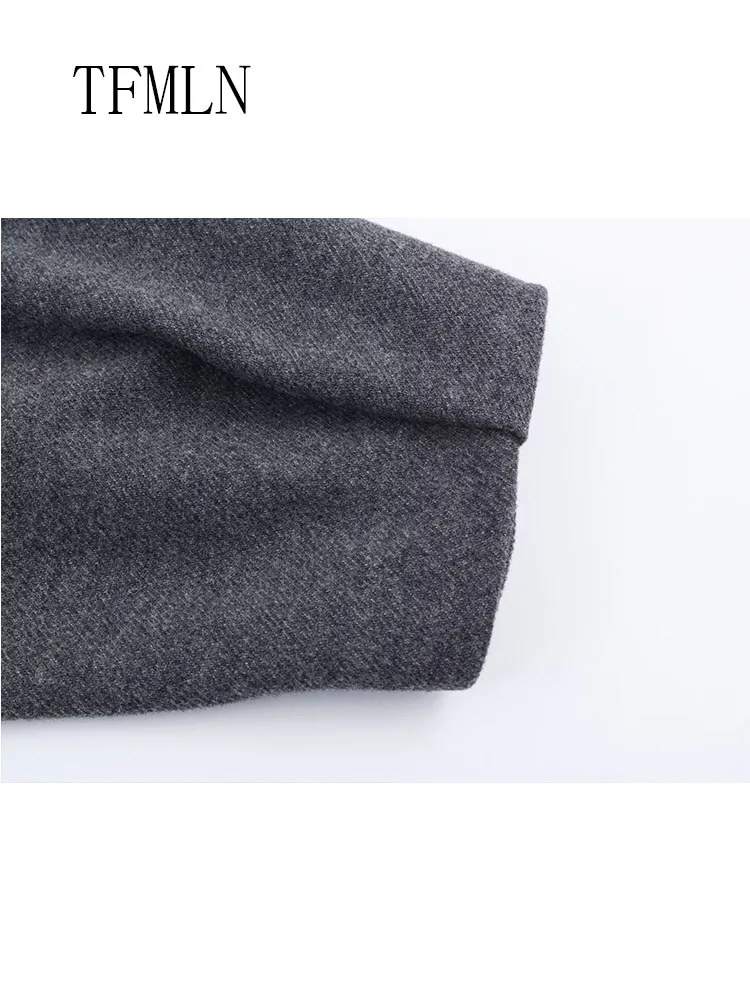 2025 Autumn Women Causal Coat Pant Sets Fashion Loose Folds Long Sleeve Jackets Side Zipper Straight Pants With Belt Outfits