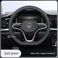 Leather Car Steering Wheel Cover for Volkswagen Id4 Tiguan Atlas Polo Taigo Caddy Tayron Virtus Touareg Teramont Pro 2011-2026 4