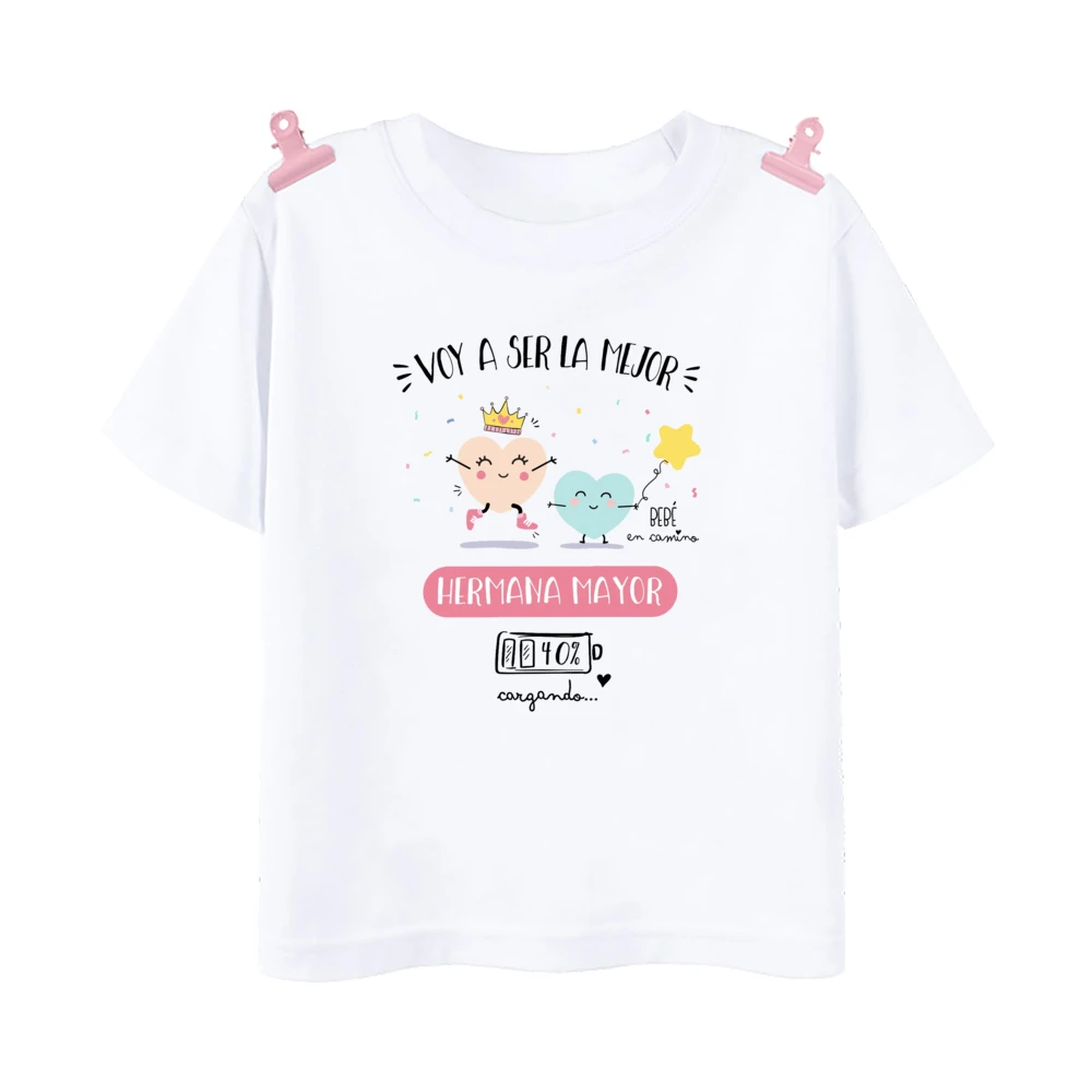 I'm Being Promoted To Big Sister T-shirt Baby Announcement T Shirt Kids Spanish Print Tee Girl Tops Children Tops Summer Clothes 3