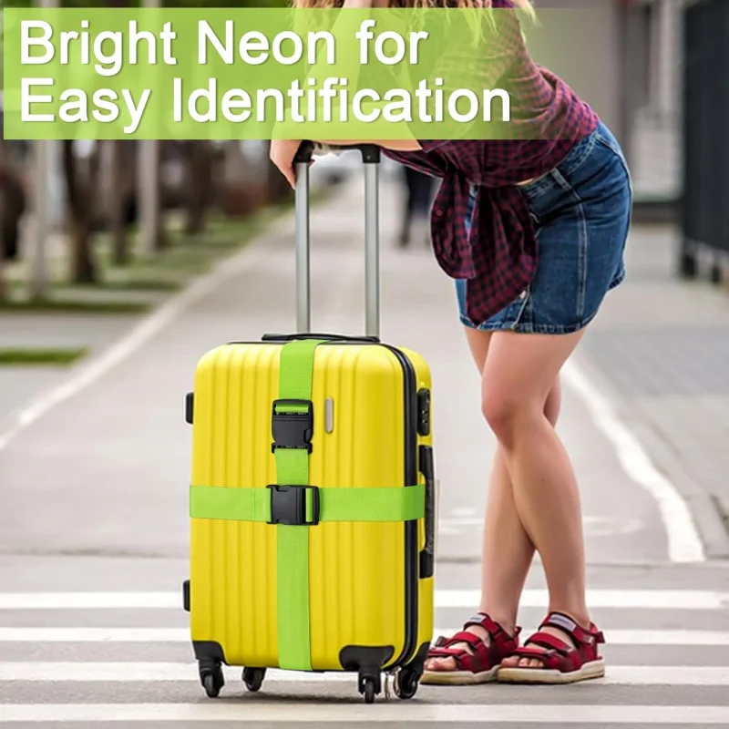 Set di 4 cinghie per bagagli, cinghie per fissare i bagagli, cinghie per valigie, utilizzate per sigillare e identificare comodamente le borse da viaggio, accessori da viaggio - immagine 3