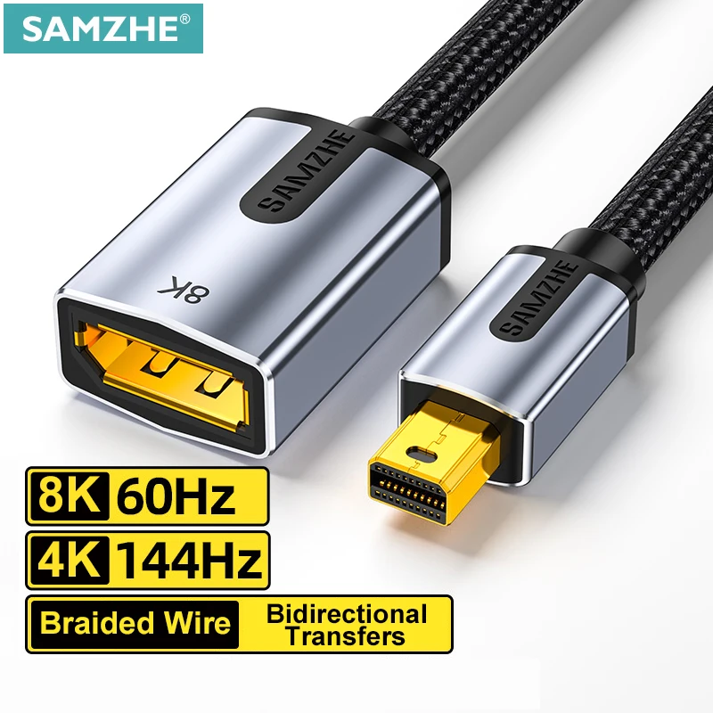 Фото SAMZHE Mini DP к DP Female Port Converter Mini Display port To DP Cable 8K TV Projector для Apple MacBook Pro №2