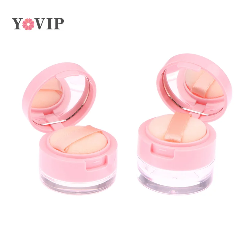 

1PC Portable Plastic Powder Box Empty Loose Powder Container With Sieve Mirror Cosmetic Sifter Loose Jar Travel Makeup Container