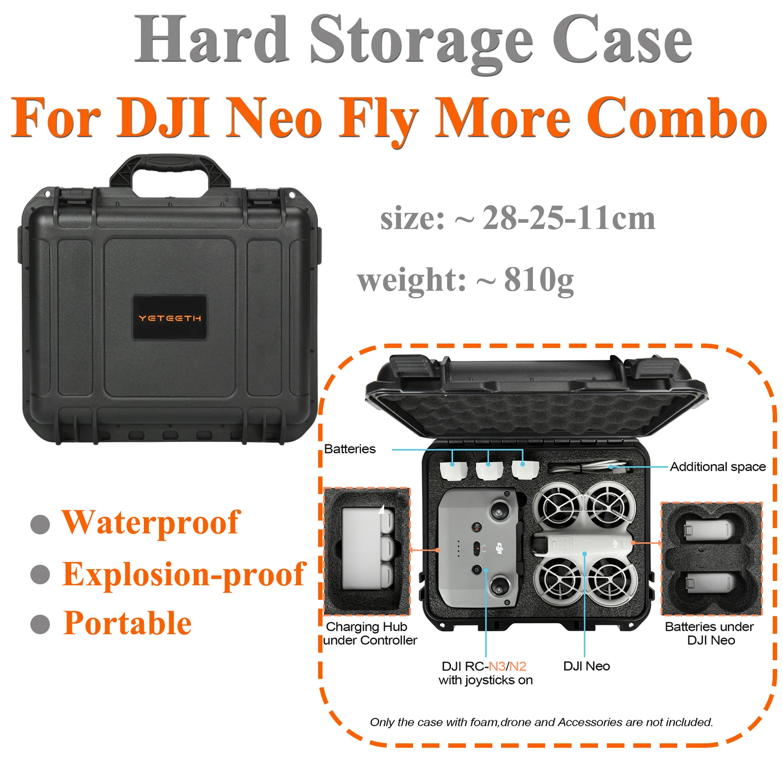 Portable Storage Case For DJI Neo Fly More Combo Hard Carrying Case Water-proof Explosion-proof Box Drone Protection Accessories
