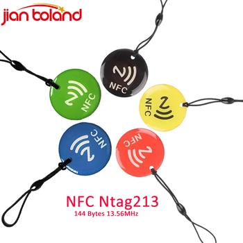 10pcs NFC Tags for All NFC Enabled Phones Ntag213 Epoxy RFID Card 13.56MHz Token with Rope Waterproof 1