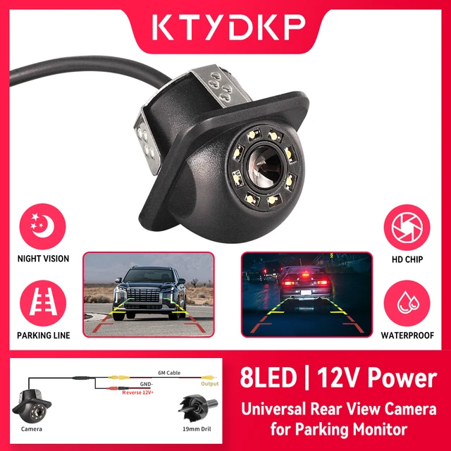 KTYDKP Universal Car Rear View Camera 8LED Waterproof Auto Parking Assistance Car Reverse Camera for Parking Monitoring