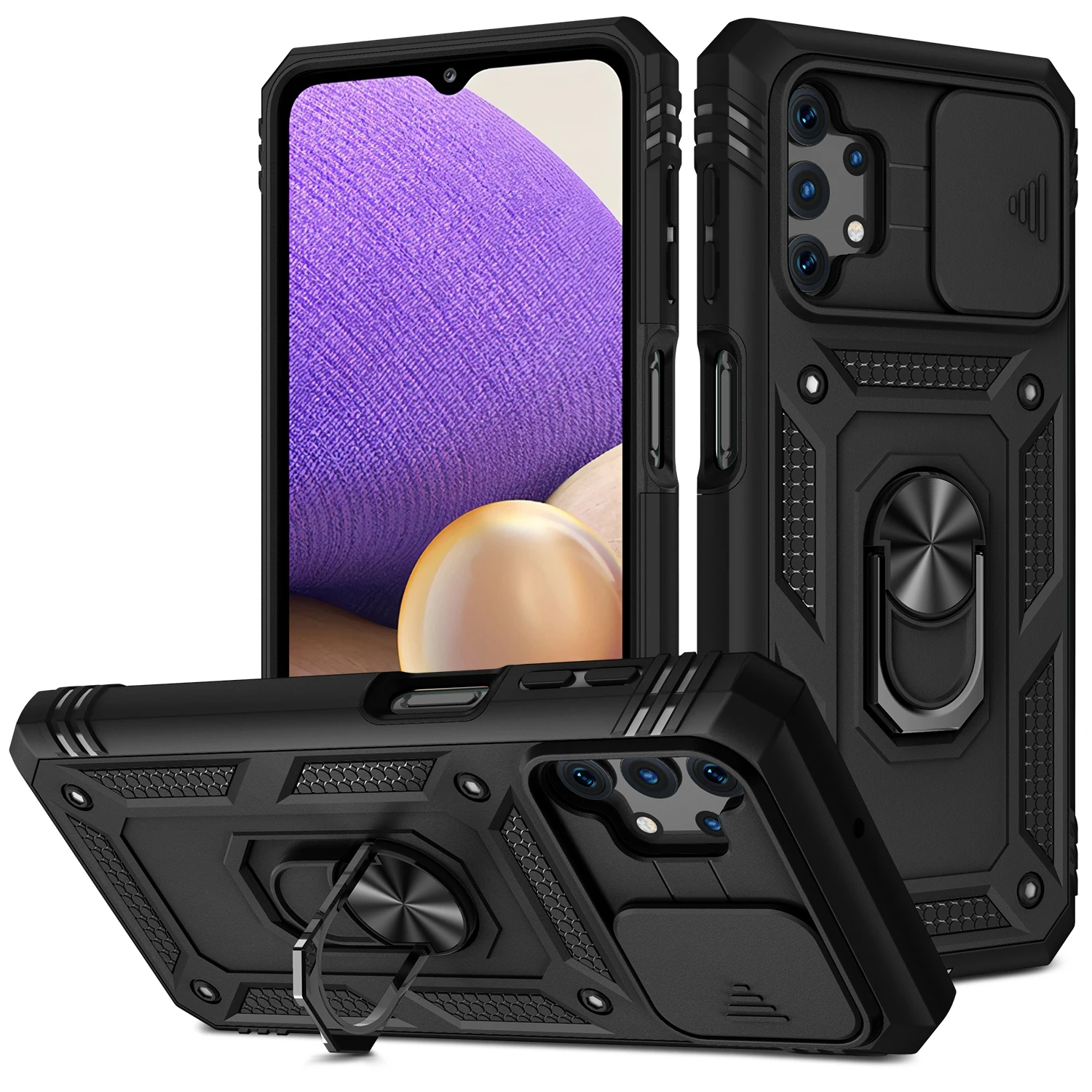 Universal 360° Full Protection Phone Case with Slider Camera Guard and Kickstand
