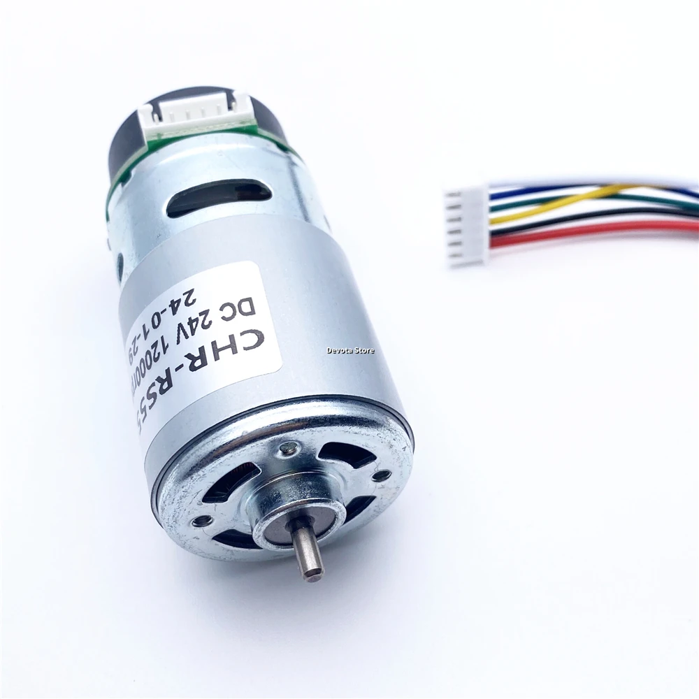 555 Size DC Motor with Encoder, 12V - 8000 RPM - RobotShop