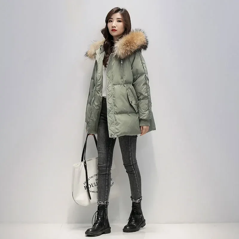 

Classic Down Coats with Furry Collar Urban Women Fashion Casual Commute Short Cotton Coats New Autumn Winter Warm Thick Outwears