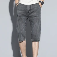 Trendy Summer Thin Denim Short Jeans For Men's Korean Slim Fit Leggings Trendy Men 7 Point Pants High Quality Brand New Shorts 2