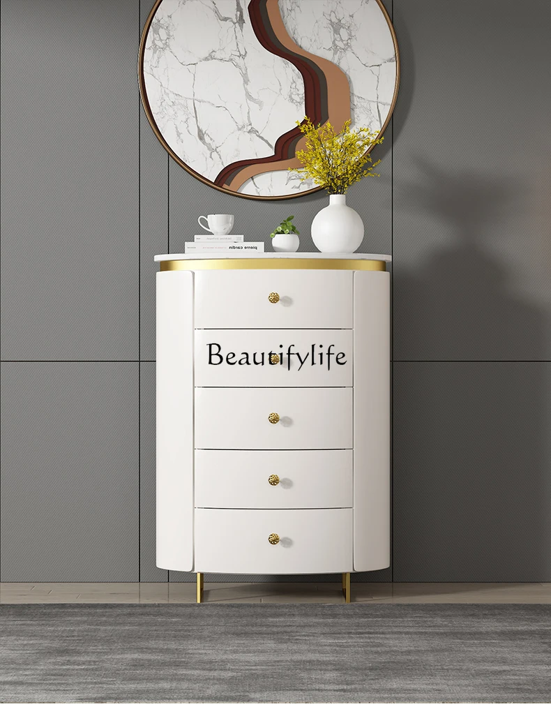 

Minimalist Living Room Entrance High Chest of Drawers Solid Wood Storage Locker