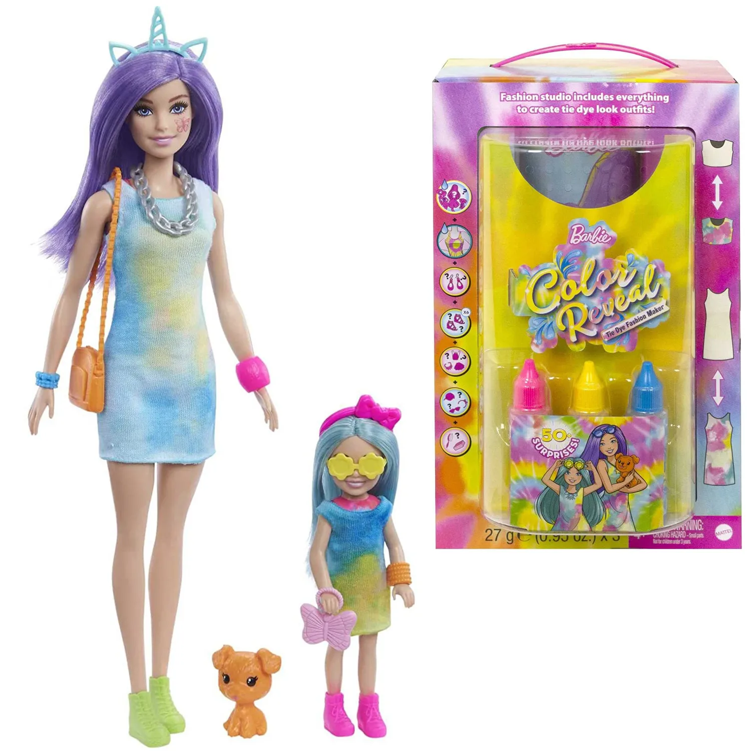 

Barbie Color Reveal Tie Dye Fashion Maker with 50+ Surprises Playset Play House Toy for Girls Birthday Gift HCD29