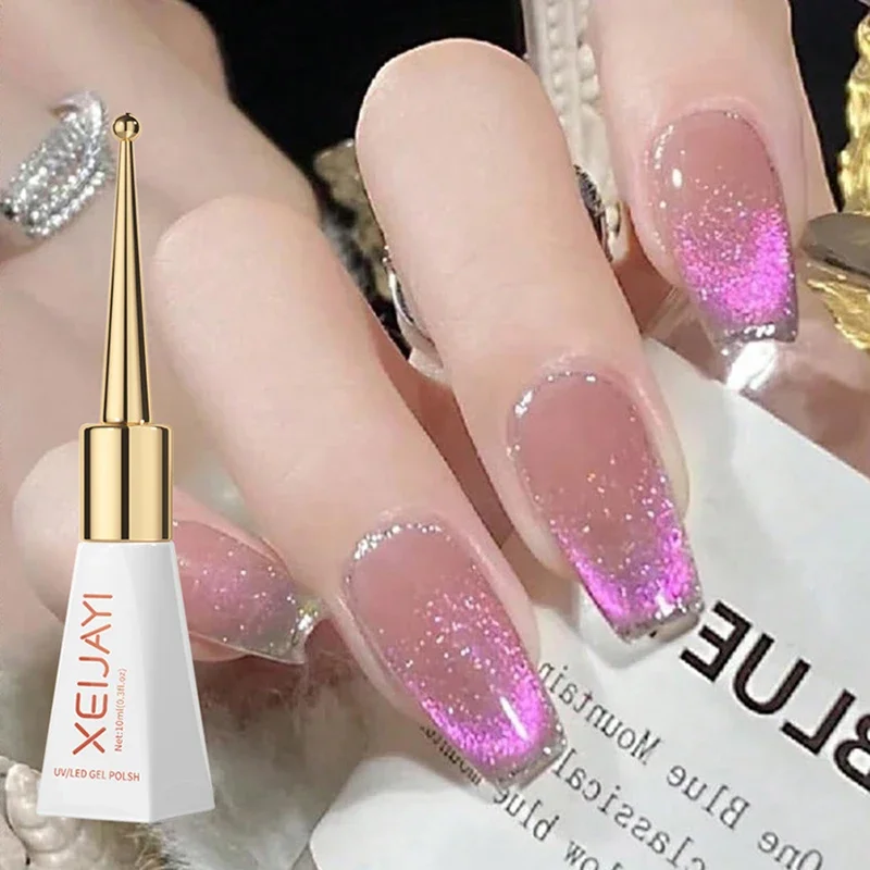 10ml Water Light Cat eye gel nail polish Nude Color Sparkling Glass Semi Permanent jelly Moonlight Magnetic korean