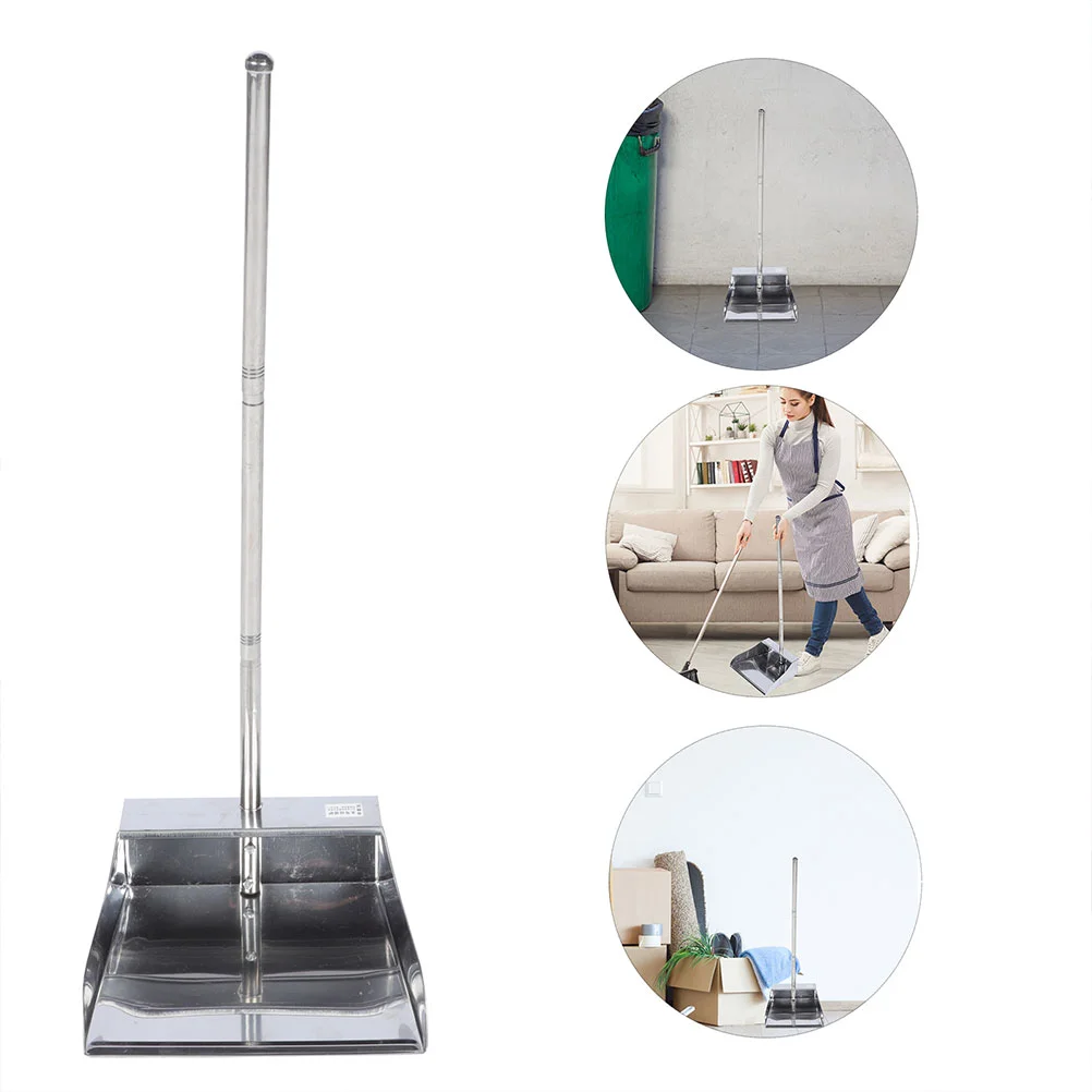 Large Trash Thickened Dustpan Stainless Steel Pet Hair Broom Heavy Cleaning Tool Home Office Duty