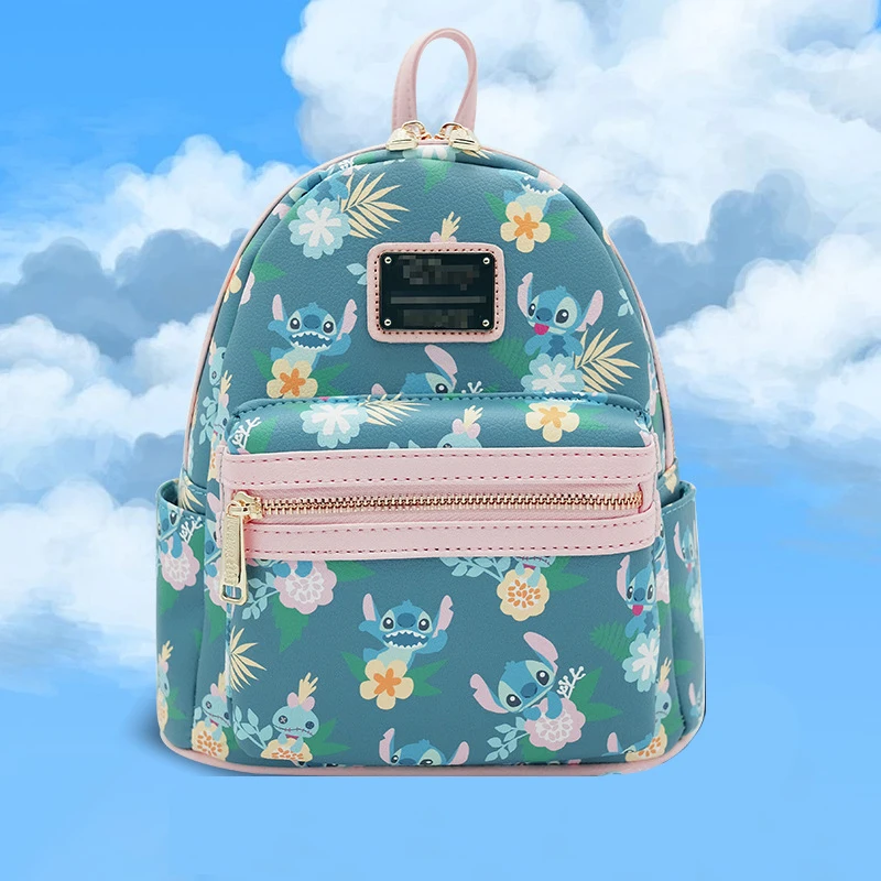 

Disney Cartoon Anime Stitch Backpack Pu Leather Girls Cute Schoolbag Outdoor Travel Bag Children Schoolbag Brand Handbag Gifts