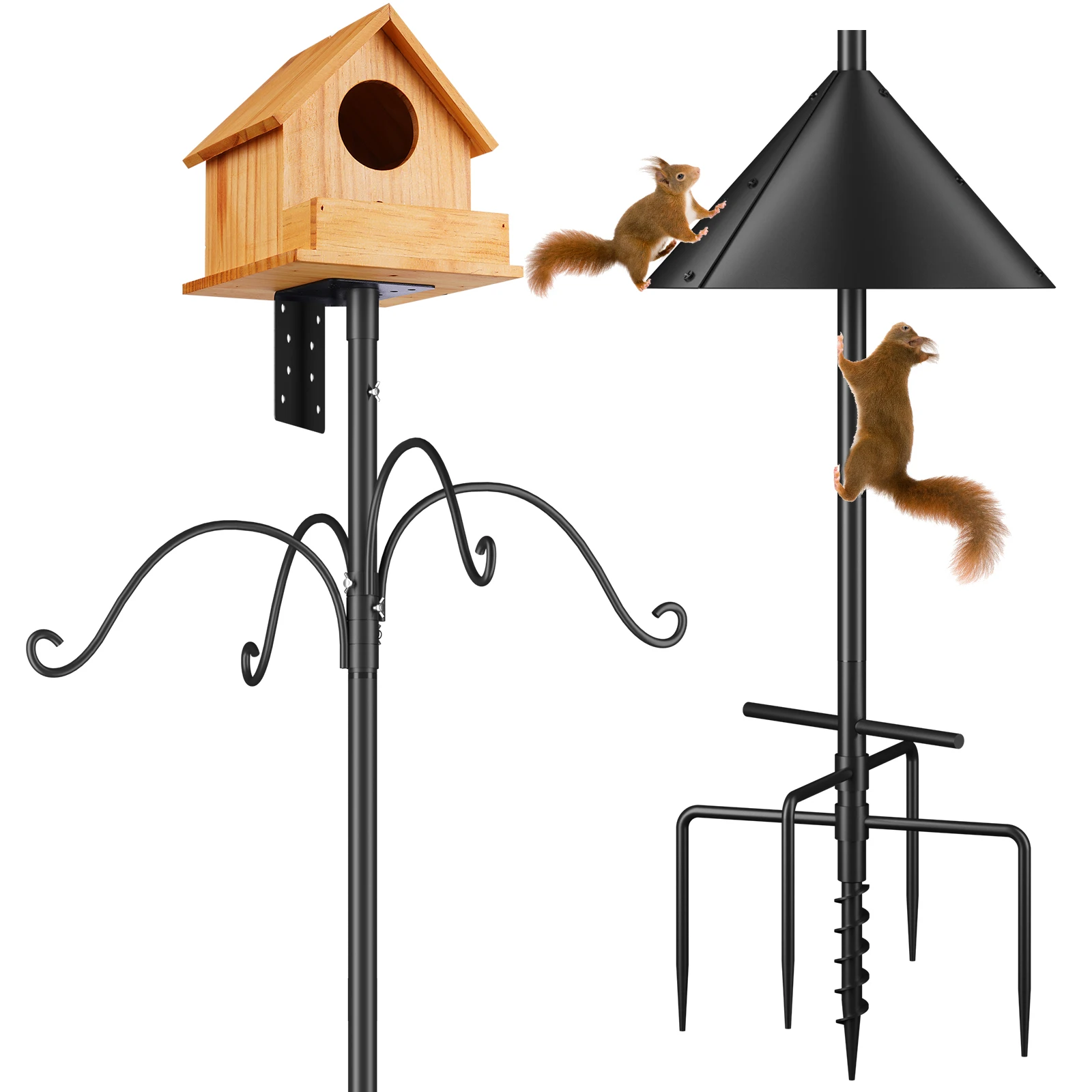 Bird Feeder Pole 92 Inch Bird feeder pole 5-Prong Anchor Feeding Station For Wild Birds Watching Adjustable Poles Universal!