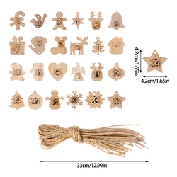 Wooden Advent Calendar Number Ornaments - Festive Countdown Decorations - As photo (Style B)
