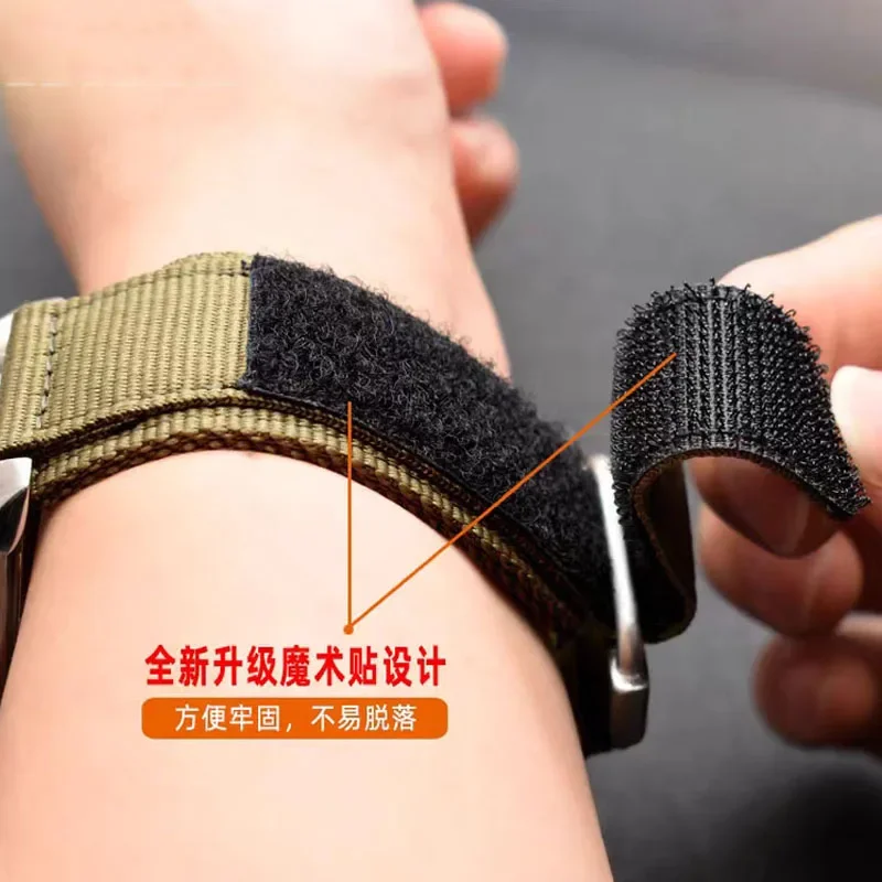 High-Quality Black Blue Green Nylon Sport Watch Strap with Hook-and-Loop Fastener