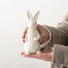 Bookshelf Easter Decorations White Ceramic Bunnies Home Tabletop  Bunny Microlandscape Ornament For Garden Backyard Decor Crafts 1
