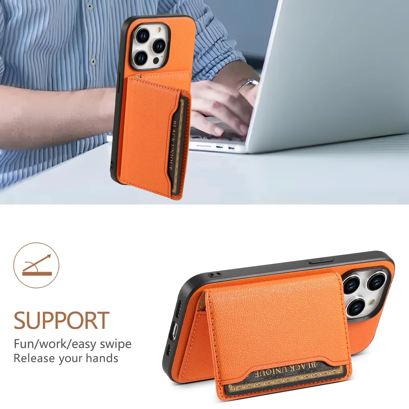 Luxury Leather Magnetic Wallet Phone Case with Card Slot Holder
