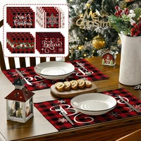 4PCS Christmas Tree Snow Christmas Placemat Winter Placemat Kitchen Dining Decoration 45*30CM 4