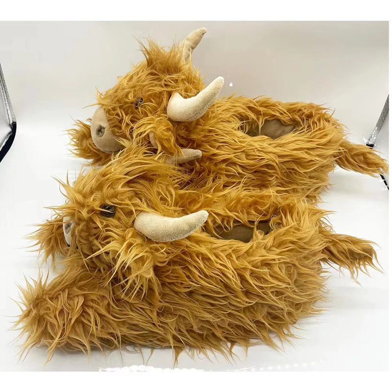 Kawaii Winter Fluffy Warm Slippers Men Womens Sandals Slippers Highland