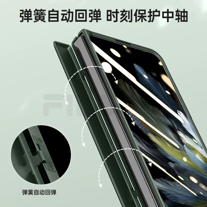 For OnePlus Open Case Skin Friendly Matte Bracket Folding Hinge With Tempered Film All Inclusive Protective Shockproof Hard Case