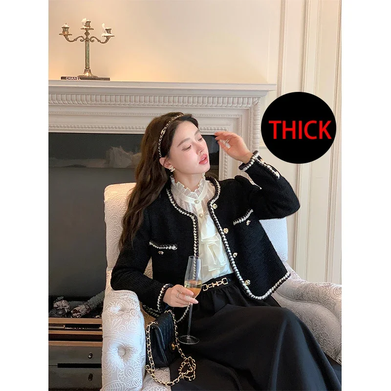 AVANDRESS★韓国★人気★TWEED CROPPED JACKET /追跡あり Vintage Tweed Cropped Jackets Women Elegant Black Coat