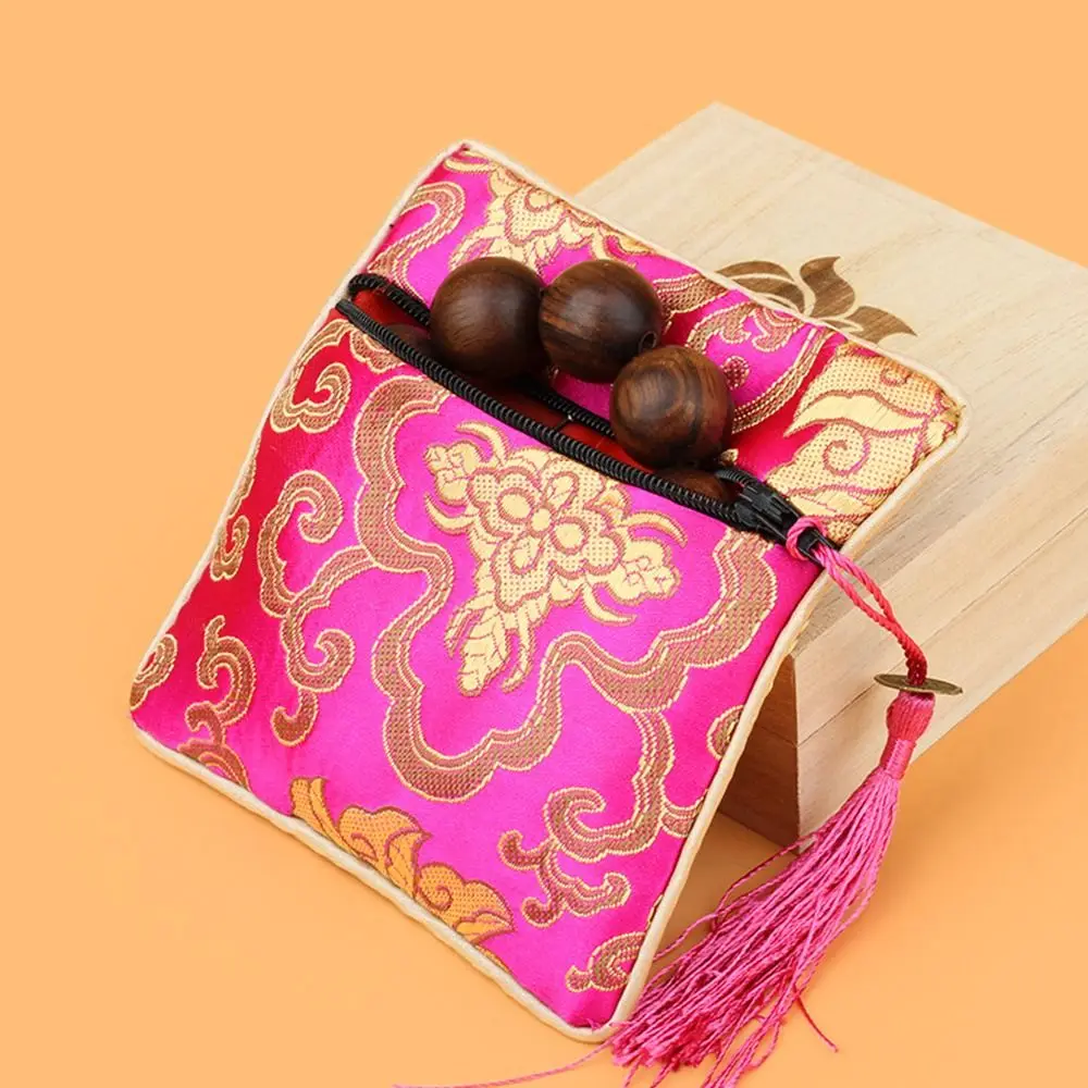 Pouch Embroidery Flower Pattern Zipper Bag Brocade Pouch Jewelry Storage Bag Silk Jewelry Organizer Chinese Style Coin Purse
