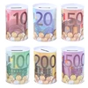 H55A Creative Euro Dollar Metal Cylinder Piggy Bank Saving Money Box Home Decoration 4