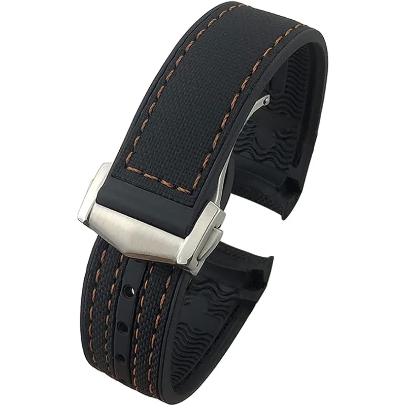 

Curved End 20mm 22mmRubber Silicone Watch Bands For Omega Watch AT150 SeaMaster 007 Strap Brand Watchband