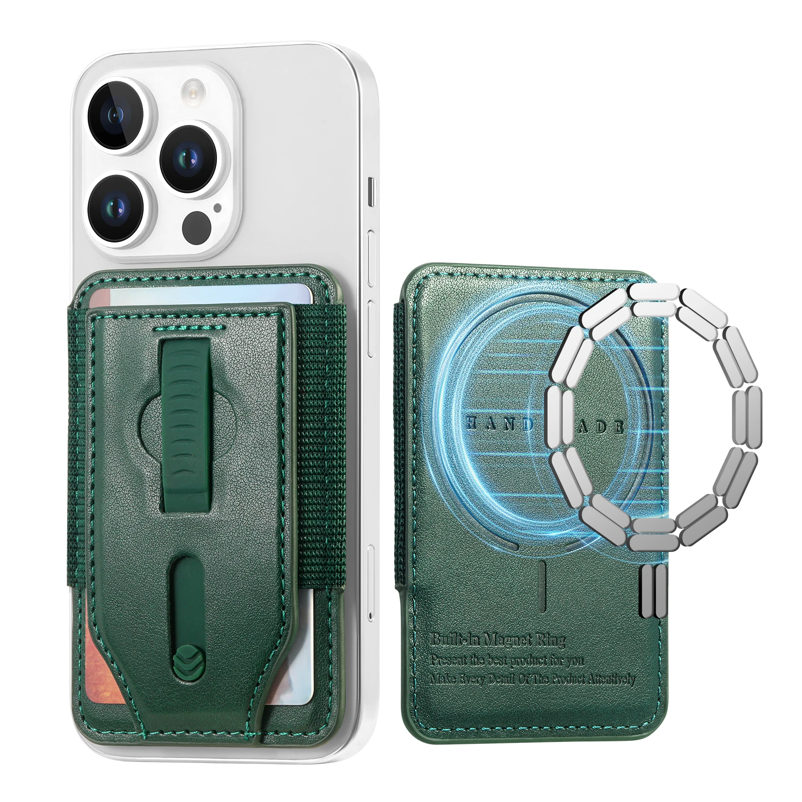 Magsafe Magnetic Card Holder Wallet with Anti-Scratch Design and Wrist Strap
