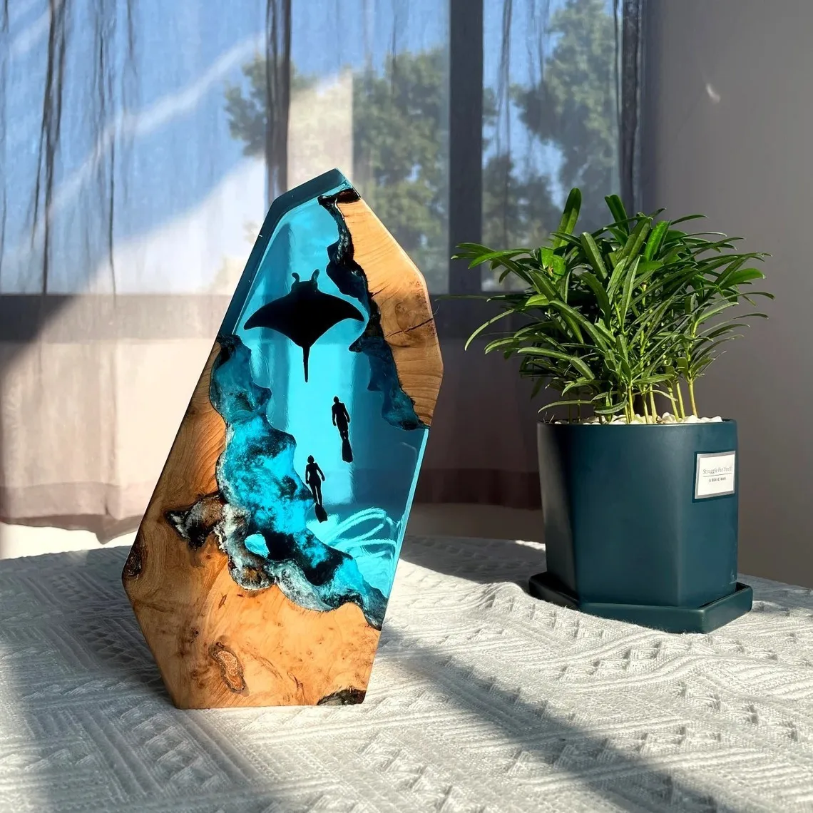 تحفة مصباح المحيط الراتنج ضوء الليل الإبداعية فن ا...