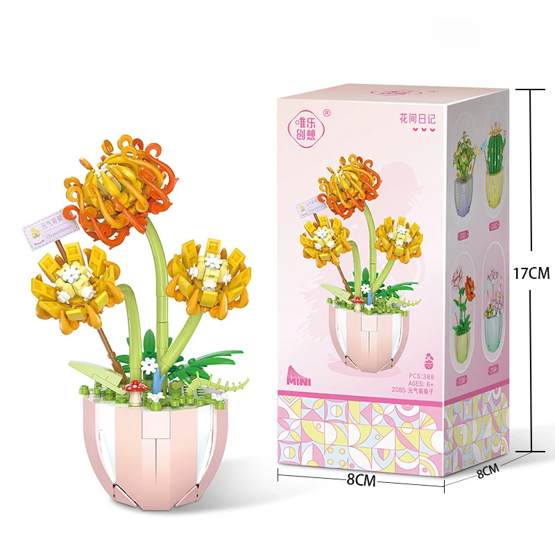 

Цветочный горшечный строительный блок, неизменный букет, модель в сборе, пластиковое растение, украшение, развивающая игрушка, подарок для детей